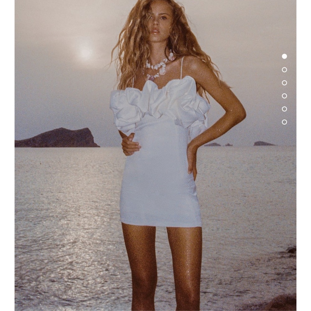 Zara Voluminous Satin Effect Dress Oyster White